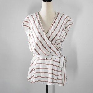 LOFT  stripes print wrap top Sz M